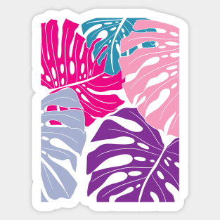 Abstract Colorful Monstera Leaves 2 Sticker